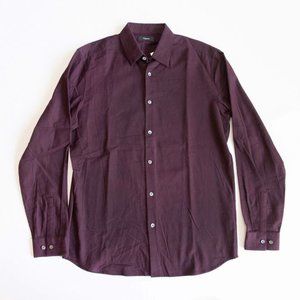 THEORY Menlo Aubergine Dark Purple Ice Flannel Button Front Shirt